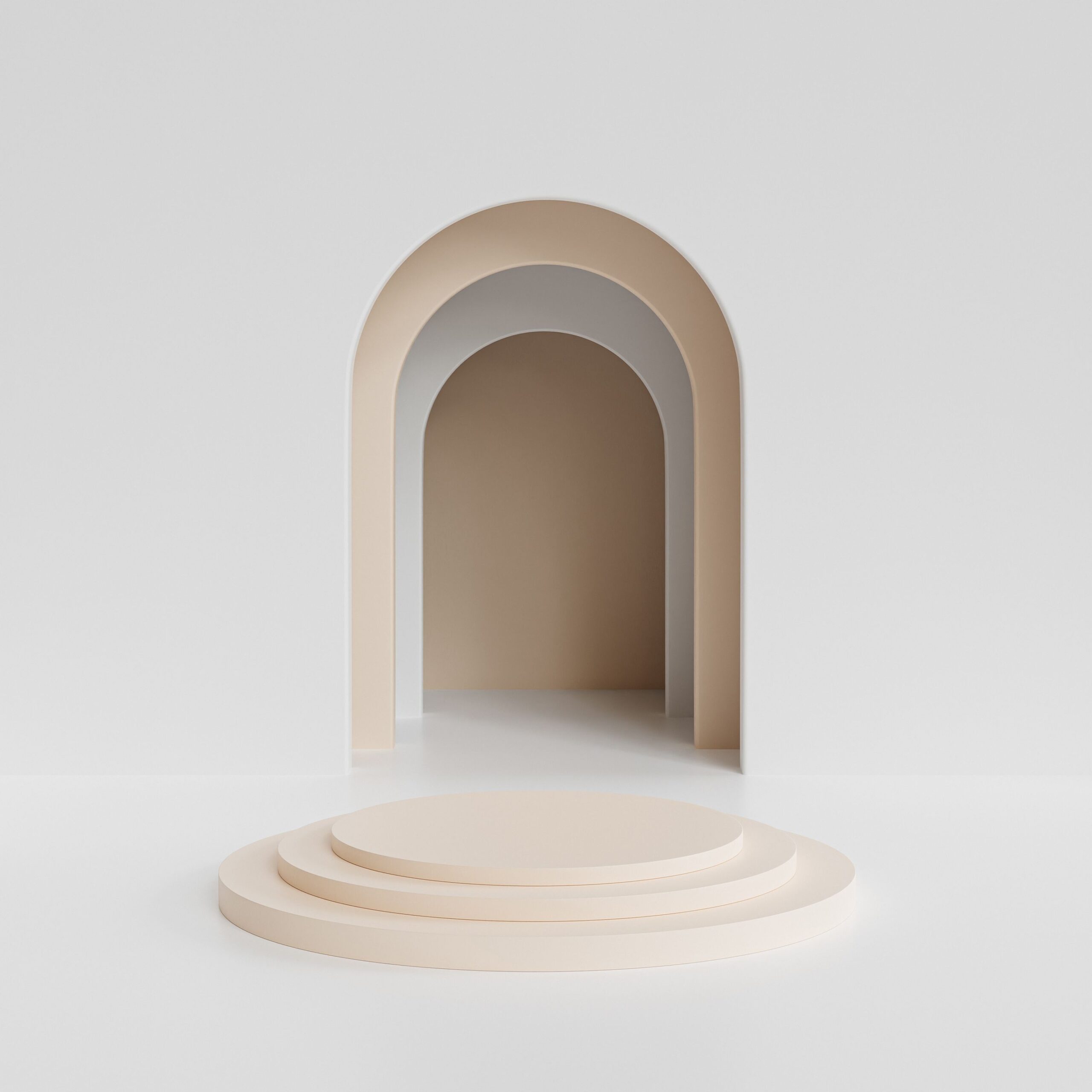 Abstract beige and white arched doorway representing the experience of a wellness hotel