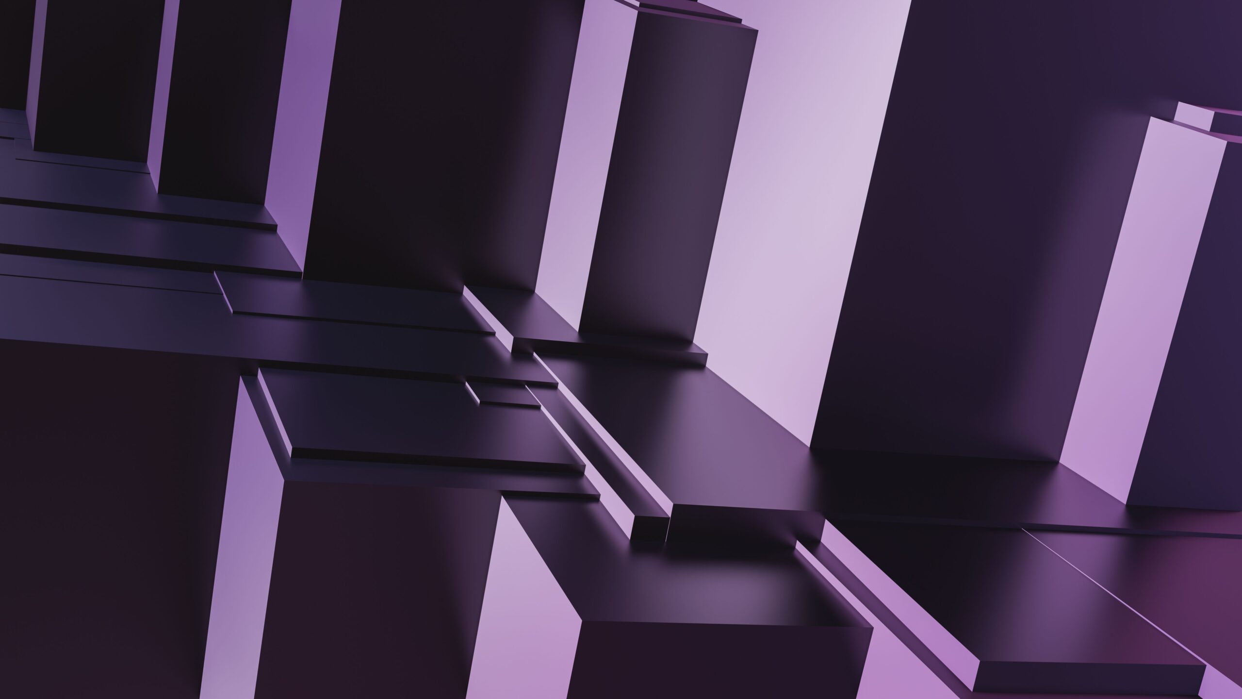 Abstract purple architectural blocks representing hotel room rate structure and spa revenue
